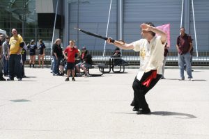 Rick performing the Umbrella form at the 2012 Festival of the Arts.